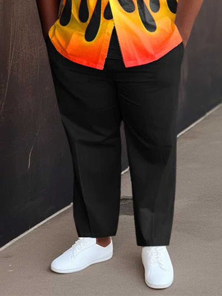 Stylish Retro Flame Art Plus Size Men's Suit