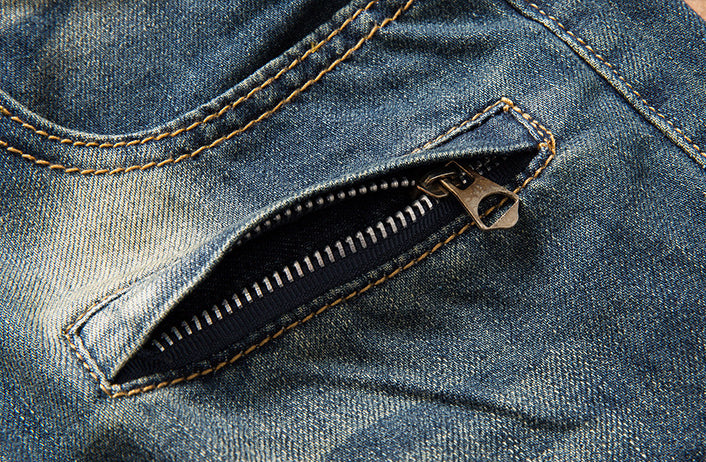 Men's Biker Jeans Skinny Distressed Ripped Denim Pants