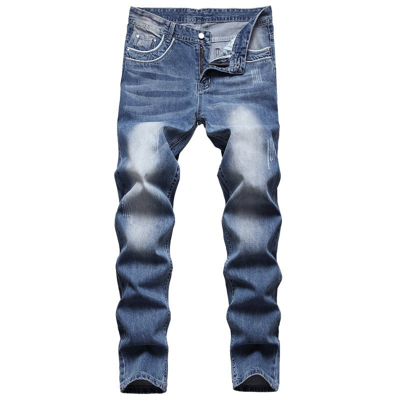 Men's Straight Jeans Washed Trendy Pants