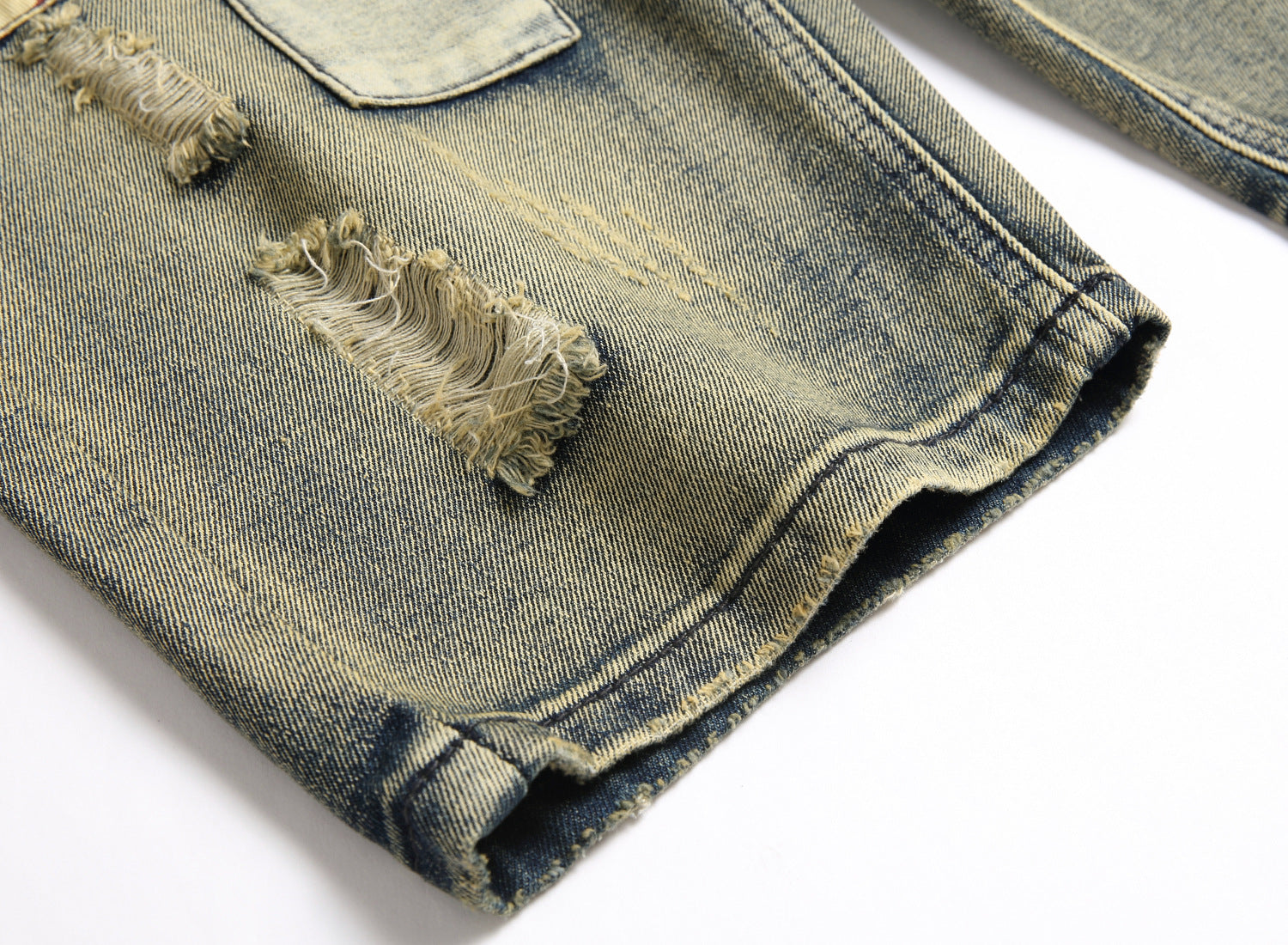 Summer Ripped Patch Denim Shorts Men Casual Jeans