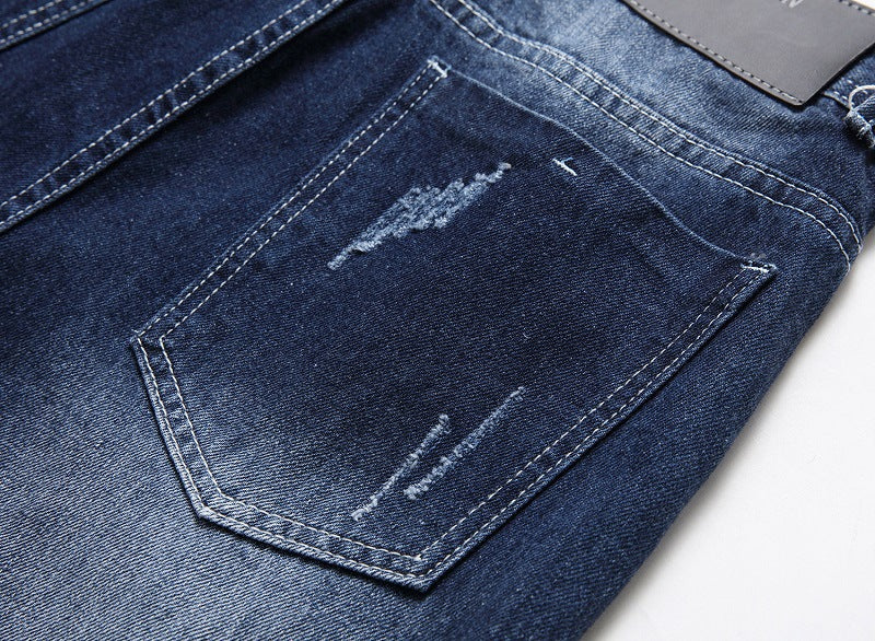 Men's Straight Jeans Washed Trendy Pants