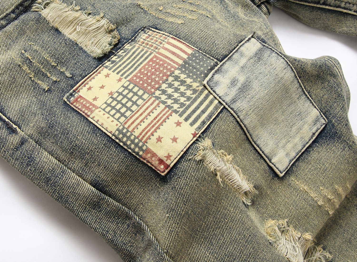 Summer Ripped Patch Denim Shorts Men Casual Jeans