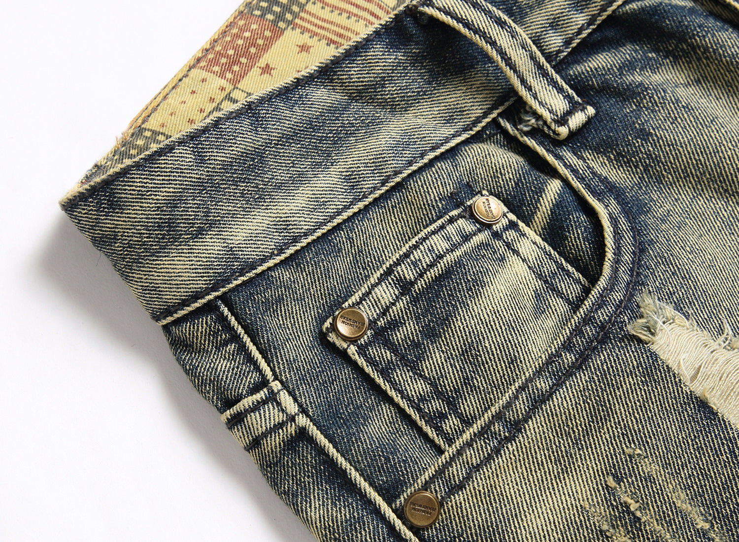 Summer Ripped Patch Denim Shorts Men Casual Jeans