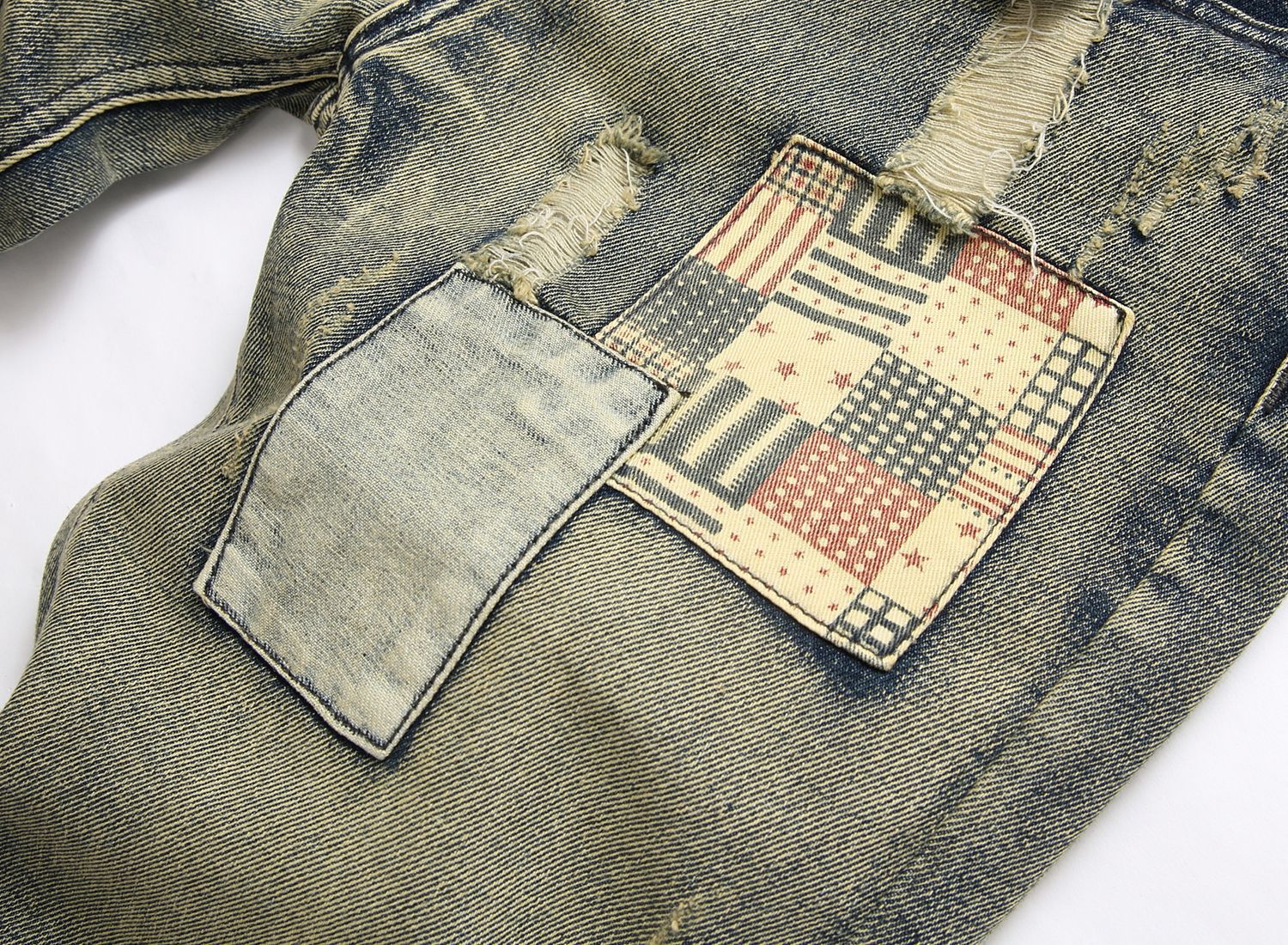Summer Ripped Patch Denim Shorts Men Casual Jeans