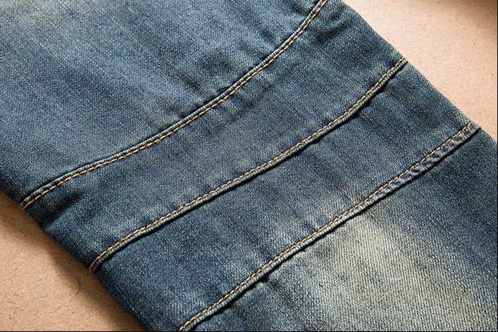 Men's Biker Jeans Skinny Distressed Ripped Denim Pants
