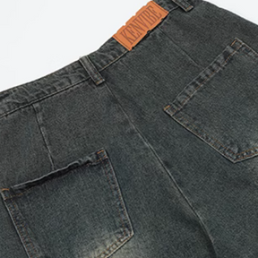 High Street Pentagram Patched Raw Edge Jeans