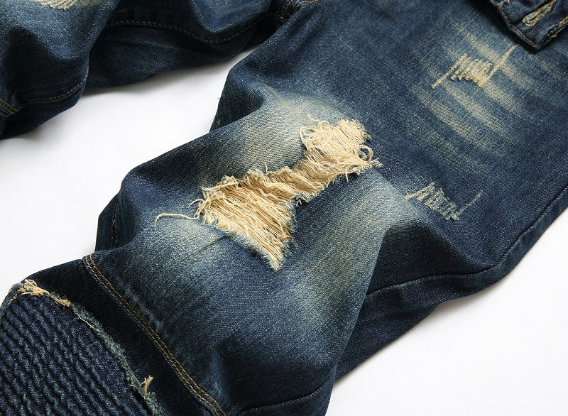 Retro Men's Jeans Fashion Trend Ripped Pants