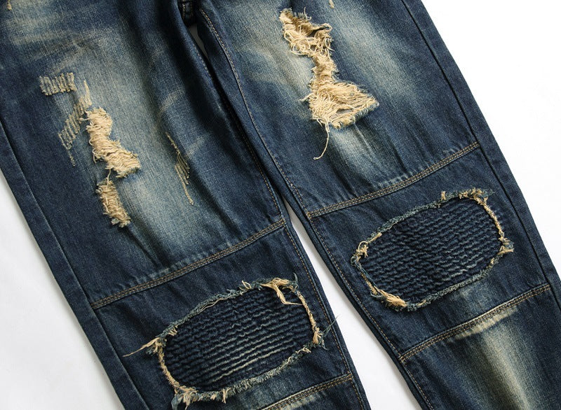 Retro Men's Jeans Fashion Trend Ripped Pants