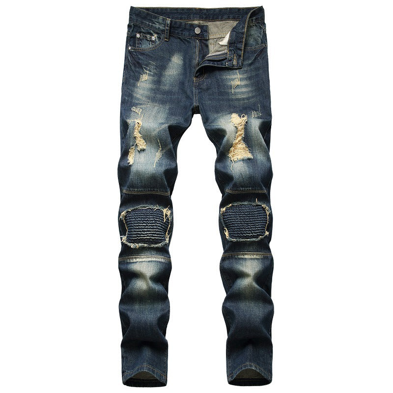 Retro Men's Jeans Fashion Trend Ripped Pants