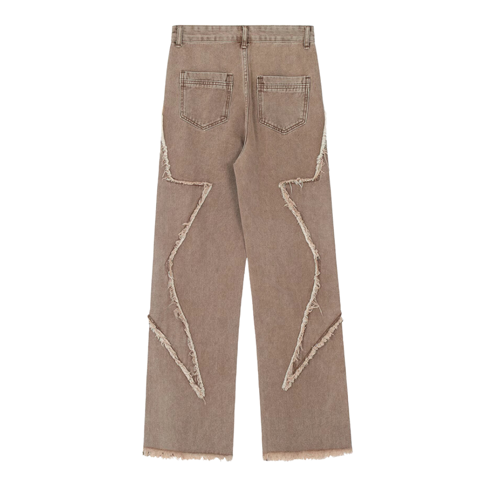 Hip Hop Big Pentagram Distressed Jeans