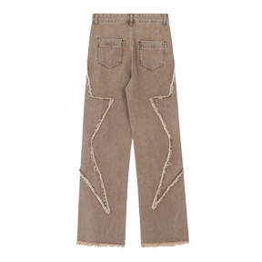 Hip Hop Big Pentagram Distressed Jeans