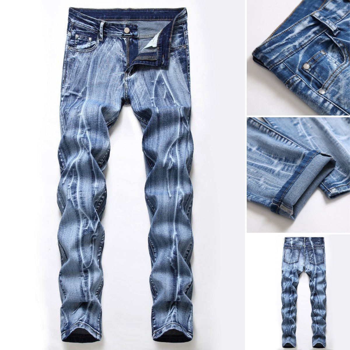 Casual Mens Skinny Jeans Hip Hop Denim Trousers