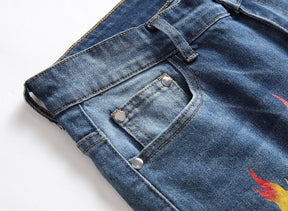 Printed Stretch Light Color Jeans Trendy Pants