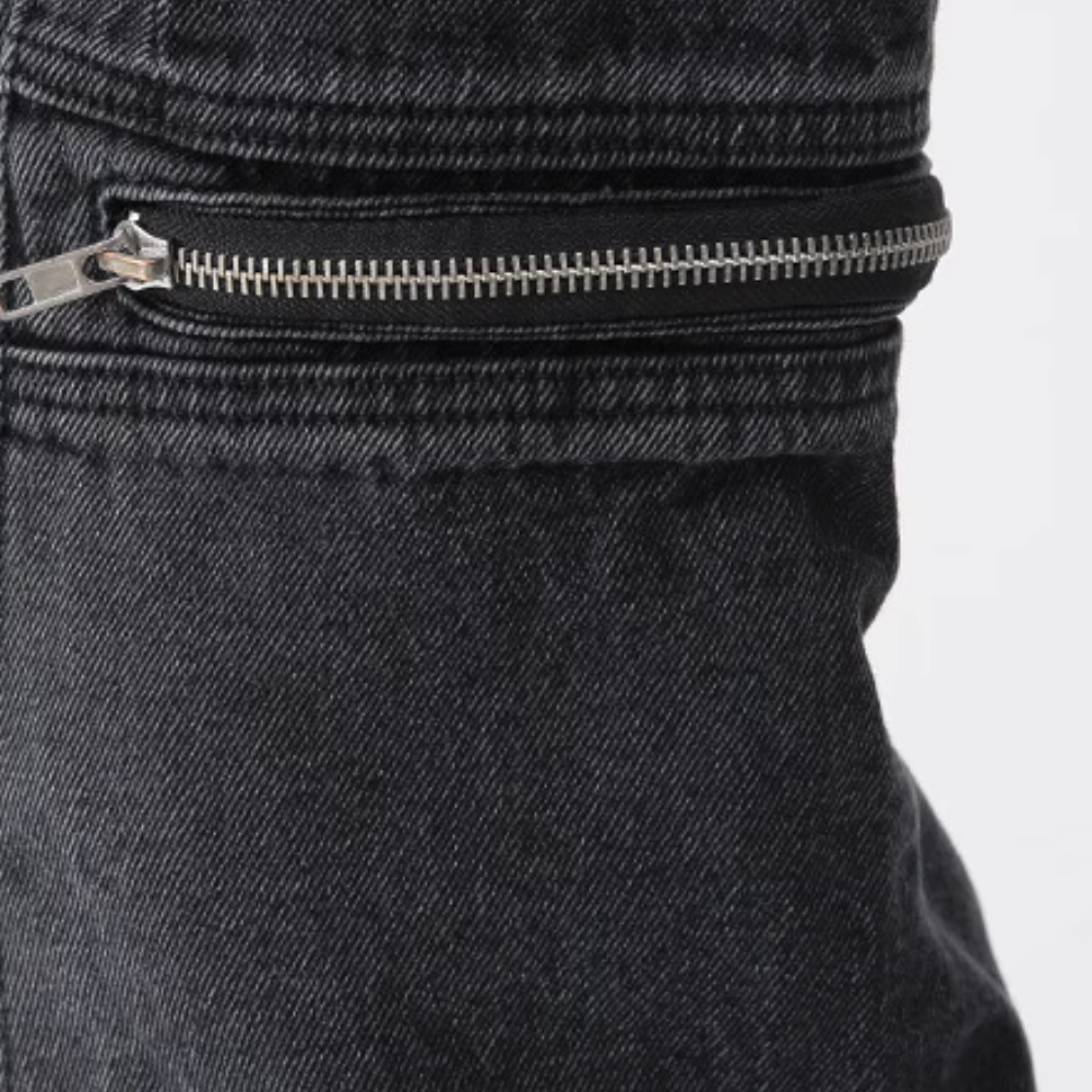 Irregular Hole Solid Color Cargo Jeans