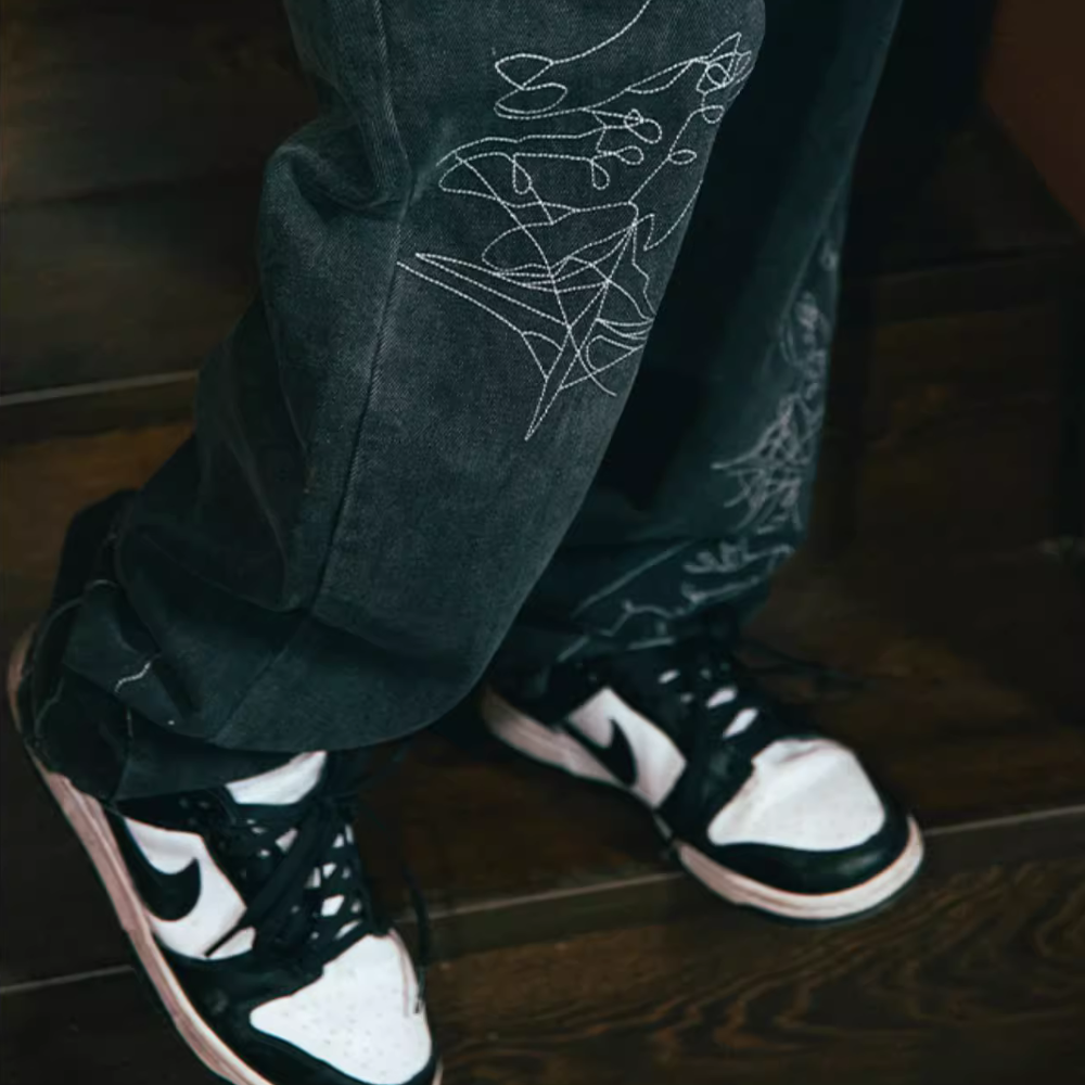 High Street Embroidered Jeans