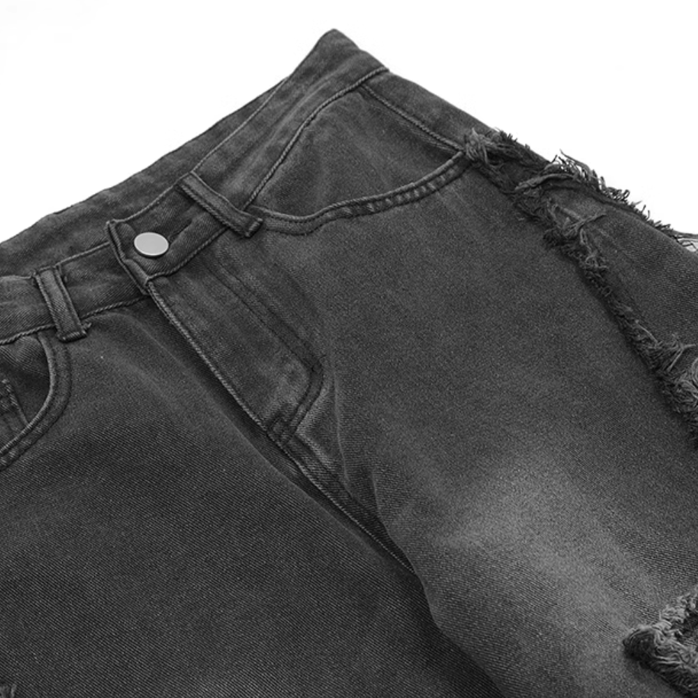 Hip Hop Big Pentagram Distressed Jeans