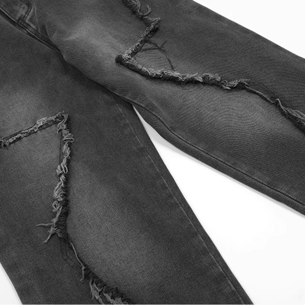 Hip Hop Big Pentagram Distressed Jeans