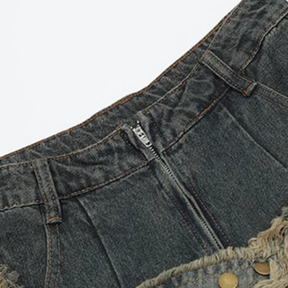 High Street Pentagram Patched Raw Edge Jeans