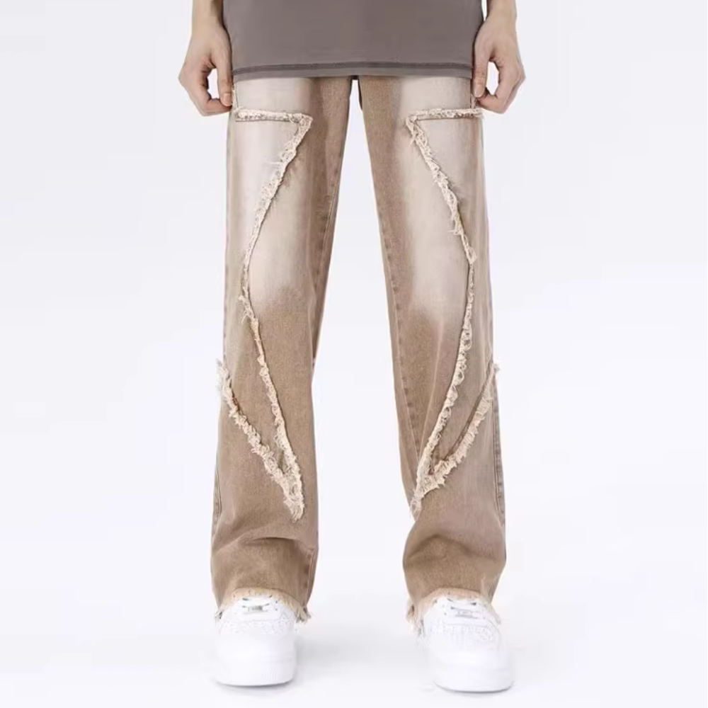 Hip Hop Big Pentagram Distressed Jeans