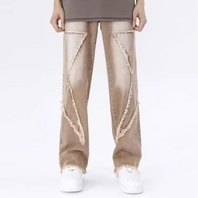 Hip Hop Big Pentagram Distressed Jeans