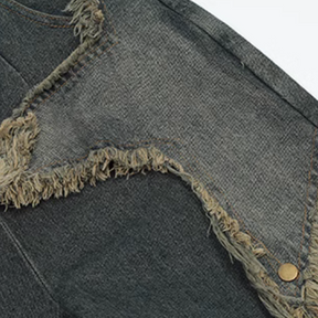 High Street Pentagram Patched Raw Edge Jeans