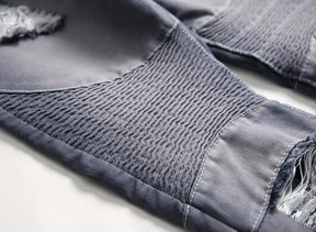 Distressed Motorcycle Jeans Statement Trousers
