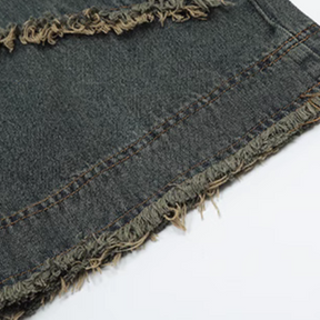 High Street Pentagram Patched Raw Edge Jeans