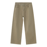 Four Seasons New Straight Leg Loose Simple Mid-High Waist Jeans