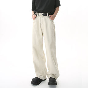 Four Seasons New Straight Leg Loose Simple Mid-High Waist Jeans