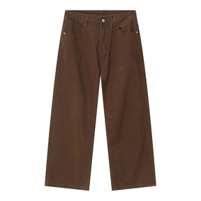 Four Seasons New Straight Leg Loose Simple Mid-High Waist Jeans