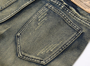Summer Ripped Patch Denim Shorts Men Casual Jeans